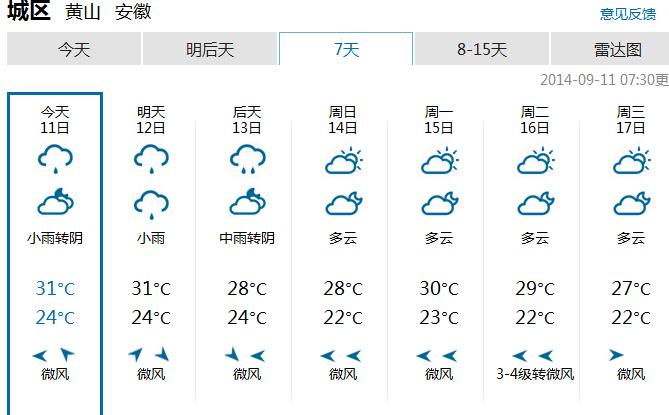 黄山天气预报-黄山天气预报7天